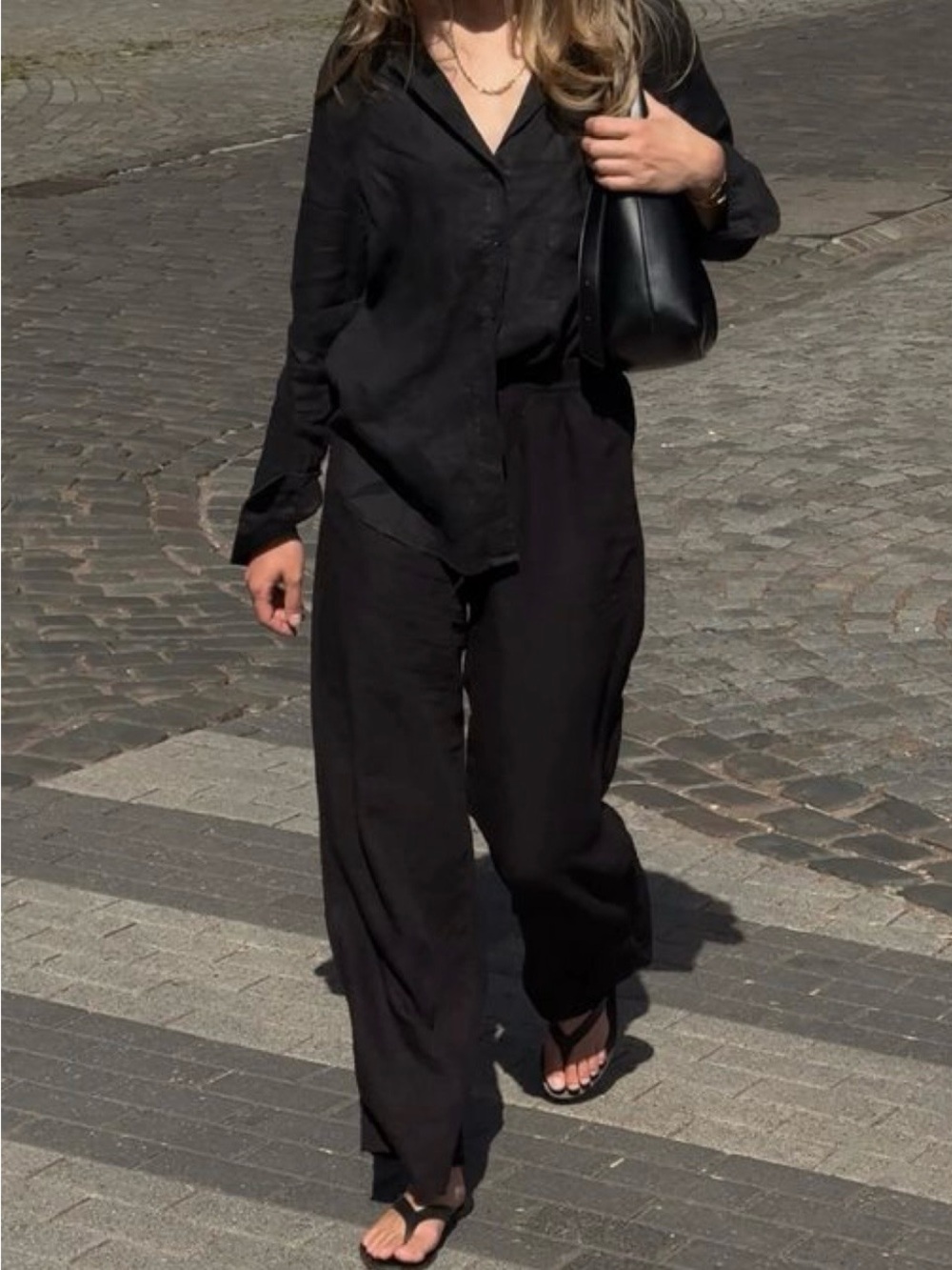 Vintage The Limited 100% Linen Minimalist Straight Leg Trouser Pants Black Large